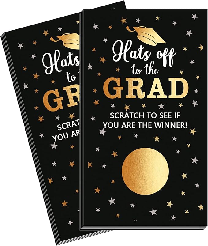 COCHIE 30 Cards Scratch Off Graduation Party Game, Class of 2025 Door Raffle Grad Games, Graduation Parties Supplies Favor Decorations (Black Gold)