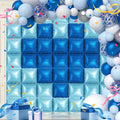 50 PCS Blue Balloon Arch Kit Wall, 19 Inches Metallic Navy and Pearl Blue Double Sided Square Foil Balloons Backdrop Tunnel Arch Kit for Birthday Boy Baby Shower Bachelorette Party Decoration