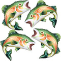 Rainbow Trout Fish Balloons 4pcs 27inch Fishing Foil Balloons for O-fishally One Fishing Themed Birthday Baby Shower Father's Day Party Decoration