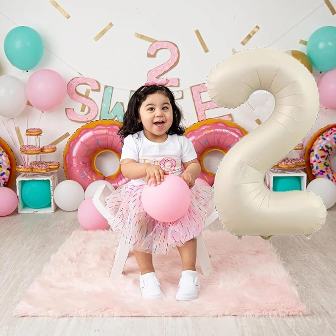 40 inch Cream White Number Balloon Giant Foil Helium Balloons Beige Number 3 Balloon for 3rd Birthday Party Anniversary Decorations Supplies