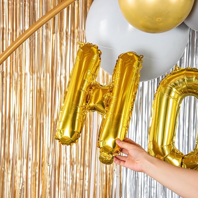 Restaurantware Balloonify 16 Inch Letter Balloon 1 Alphabet Party Balloon - Letter H Self-Sealing Gold Foil Mylar Balloon Hanging Film Decoration For Birthday Wedding Or Graduation