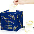 Pajean 50 Pcs Share a Memory Cards for Collections of Life, Memory Cards Box for Guest Ideas Funeral Graduation Wedding Bridal Shower Birthday Anniversary Retirement(Blue,Gold,Trendy)