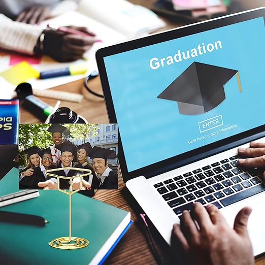 Rtteri 30 Pcs Grad Cap Graduation Picture Display 2 Inch Gold Photo Holders for Centerpieces Graduation Table Number Holders Card Stands for Class of 2026 Grad Party supplies