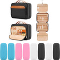 Travel Hanging Toiletry Bag for Women and Men, with 8 Leak Proofing Silicone Bottle Covers, Waterproof Makeup Accessories, Cosmetic Essentials, Cruise Ship Toiletries Bag with Jewelry Organizer, Black