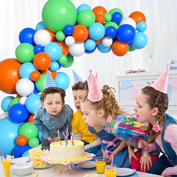 Blue Green Orange Dinosaur Balloon Arch, 121 PCS, Boys Birthday, Baby Shower Decorations