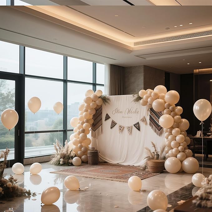 Cream Balloons 160 Pack 5 inch Latex Party Neutral Round Beige Sand White Balloons for Birthday Wedding Baby Shower Gender Reveal Party Decoration