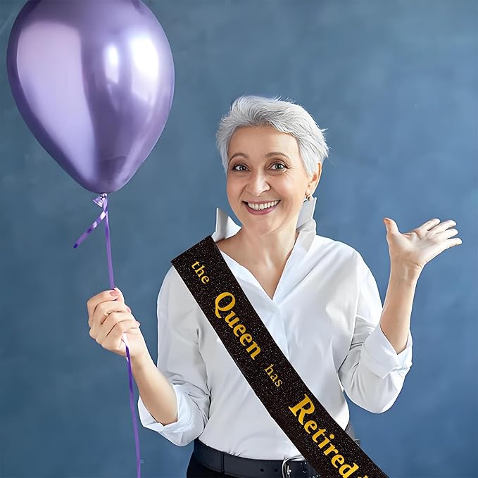 Retirement Party Decorations Gifts For Women Retirement Sash The Queen Has Retired Sash Party Favors Supplies Black Glitter