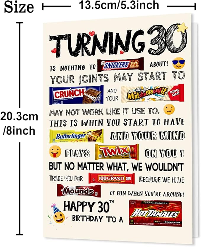 Funny 30th Birthday Card, Happy 30th Birthday Gifts for Men Women, Unique 30th Birthday Decorations for Her Him, Humor 30 Year Old Birthday Cards Gifts for Husband Wife