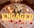 8.6 Inch Engaged LED Letter Lights - 7 Pcs Battery Powered Marquee Letters Sign, Warm Yellow Glow for Wedding Engagement Bridal Shower Proposal Party Table Wall Decor