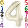 40 Inch Cream Number 4 Balloon, Giant 4 Number Balloons for 4th Birthday Decorations, Party Supplies for Baby Boy Girl, Cream Party Decor