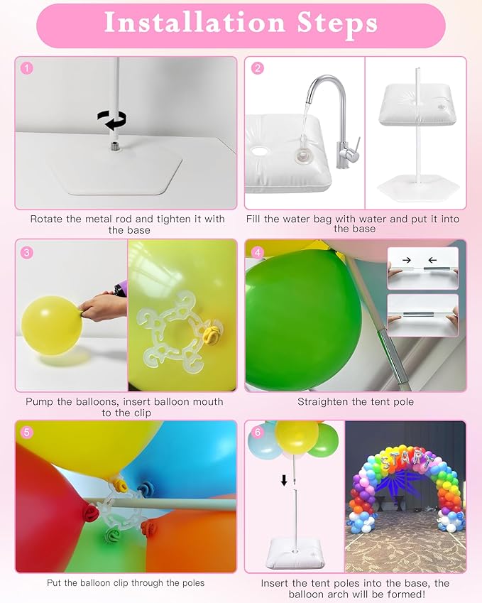 YALLOVE 21ft Balloon Arch Stand Kit, Free Combination in Width and Height (e.g. 10ft x 7.5ft), Convenient to Assemble and Disassemble, Not Include Balloons