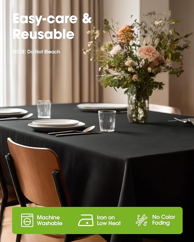 Pureegg Rectangle Table Cloth 60" x 84" – Durable Polyester Tablecloth Offers Reusable & Washable Protection, Ideal for Outdoor Party, Picnic, Wedding, Banquet and Birthday, 9 Pack, Black
