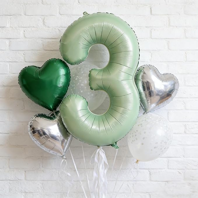 40" Olive green Number Balloons Helium Foil Mylar Balloon Birthday Party banquet Decoration Digital 3