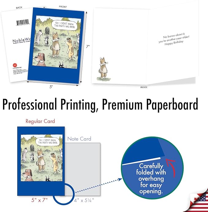 NobleWorks Funny Birthday Greeting Card with 5 x 7 Inch Envelope (1 Card) Bday Dog Party C11078BDG
