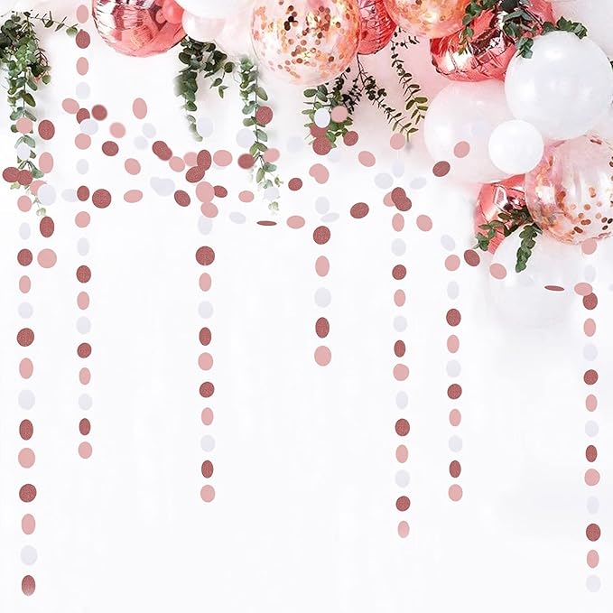 Rose-Gold Pink-White Party Decorations Paper-Garland - 52Ft Valentines Birthday Baby Bridal Shower Streamers Banner,Mothers Day Bachelorette Engagement Wedding Supplies Bunting Lasting Surprise