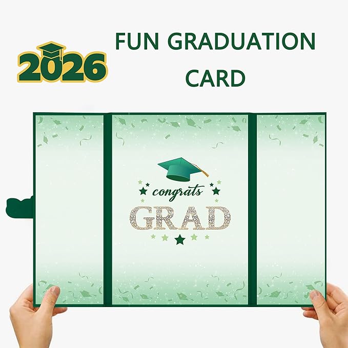 Vlipoeasn 2PCS Graduation Guest Book Alternative, Green Gold Class of 2026 Party Decorations, Grad Signature Book for 2026 College High School, Unique Graduation Gifts for Friends