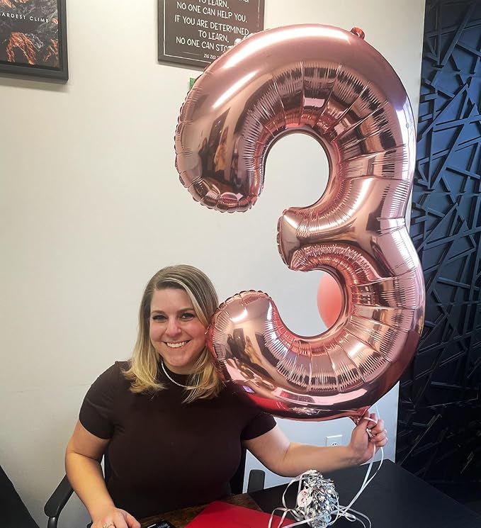 Rose Gold Number 2 Balloon 40 Inch, 2nd Birthday Decoration for Toddlers Girls Boys, Sparkling 2 Number Balloon Party Decor