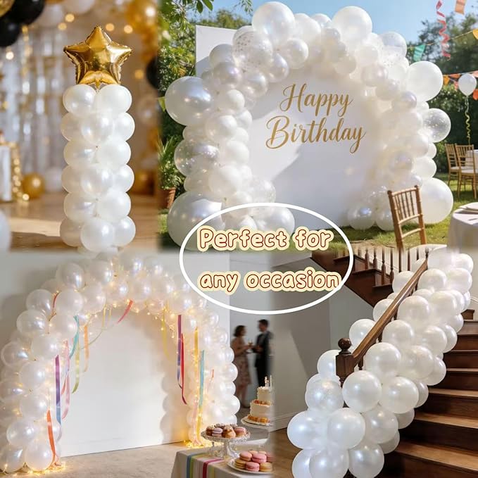 Pearl White Balloons 12 Inch 50PCS Matte Balloons Round Pearlized White Latex Balloons for Wedding Birthday Christmas Baby Shower Anniversary Backdrop White Theme Party Arch Decorations