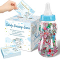 Glenmal 52 Pcs Baby Shower Games Gift Sets Large Baby Bottle for Shower Game Guess How Many Candies Decorations for Gender Reveal(Blue Elephant)