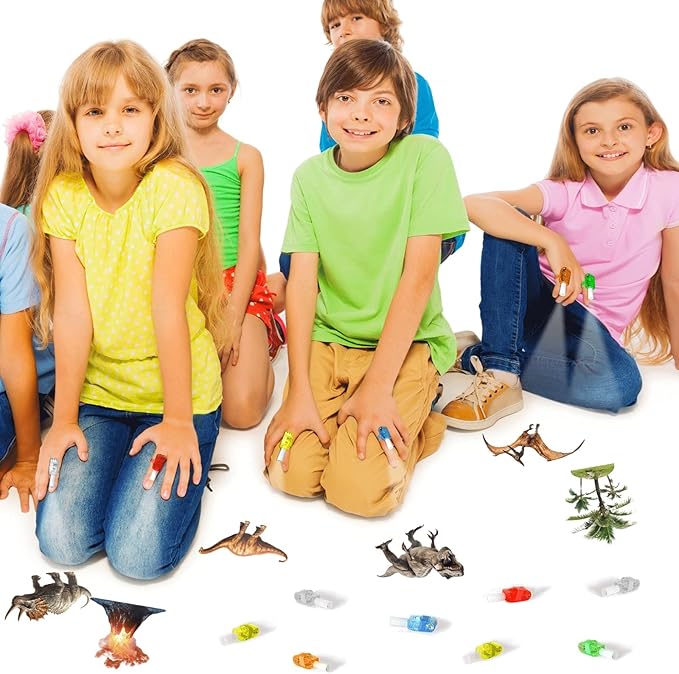 36 PCS Dinosaur Party Favors Dino LED Light Up Finger Lights, Glow in the Dark Jungle World Park Party Finger Flashlight Bulk Animal Theme Toy Goodie Treat Bags Stuffers Forest Birthday Party Supplies