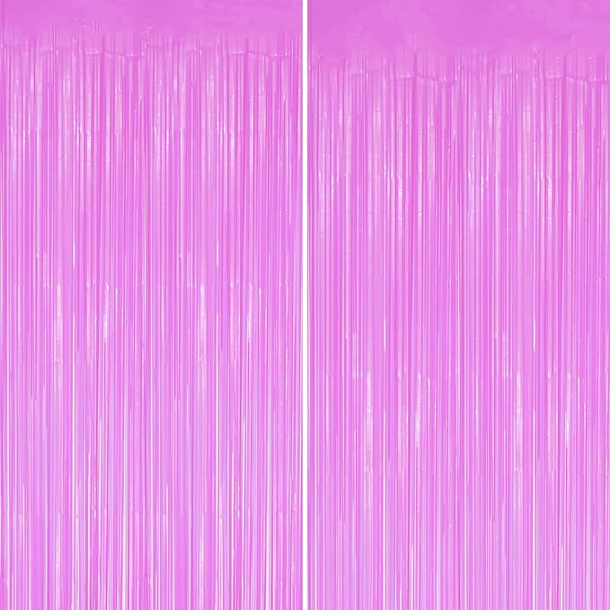 2 Pack Foil Fringe Backdrop - Pastel Purple Shiny Tinsel Curtains for Party Decoration/Photo Booth Props - 3.3x6.6 FT Metallic Foil Backdrop for Birthday, Wedding, Graduation, Christmas.