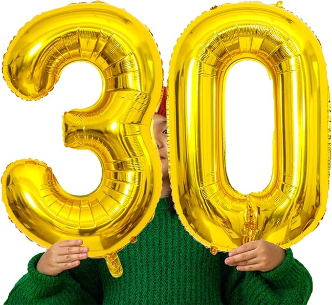 Gold Number Balloons Birthday Balloons - Giant Gold Number 30 Balloon 40 inch, Numbers Balloon 10th Birthday Decorations, Gold Party Supplies for Women Men