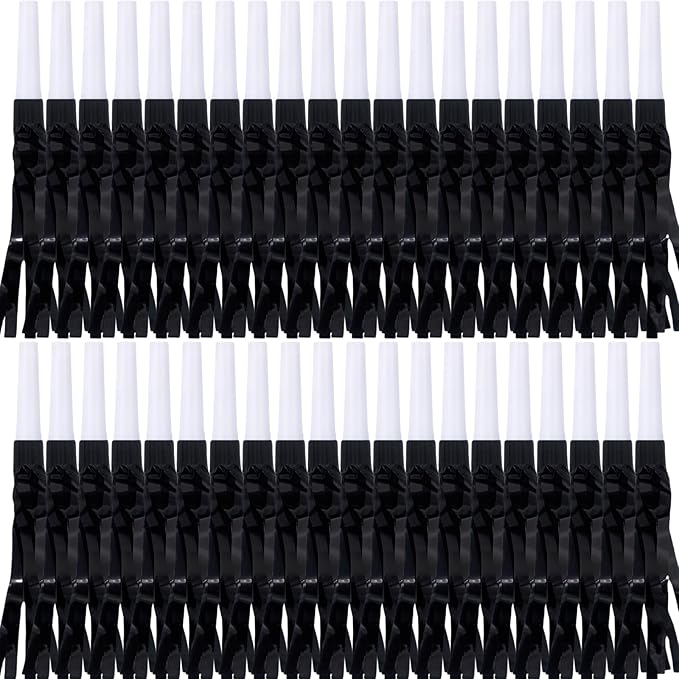 30 Pcs Gold Noise Makers, Metallic Fringed Noise Makers for New Year Party Favor Supplies, Black