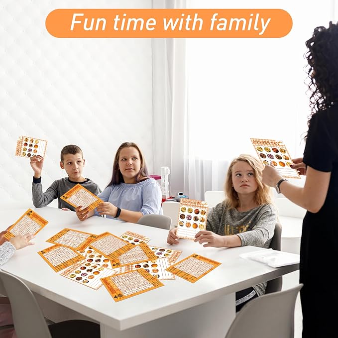 COCHIE 30 Players Thanksgiving Games for Family Party Adults Office Large Groups, Word Search Games, Food Quiz Game, Fall Classroom Activities with Answer Key (Thanksgiving B)
