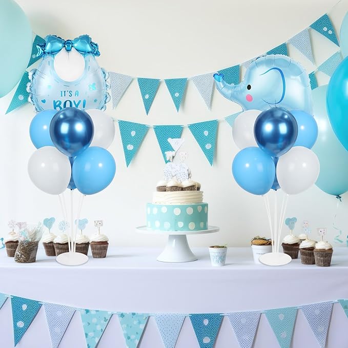 Elephant Baby Shower Decorations Party Balloons Stand Kit 2 Sets with Blue Elephant Foil Balloons Elephants It's a Boy Party Balloon Centerpieces for Tables for Boy Baby Shower Birthday Decorations