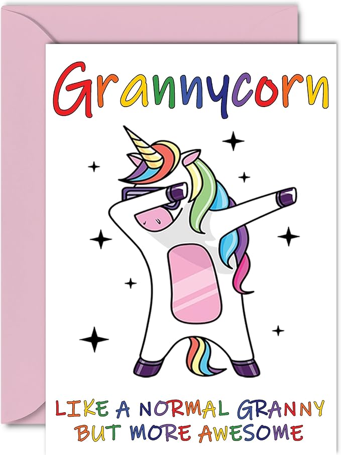 Stuff4 Birthday Cards for Granny - Grannycorn - Granny Mothers Day Card from Grandson Granddaughter, Happy Birthday Granny, Gran Unicorn Birthday Card, A5 Seasonal Granny Funny Greeting Cards