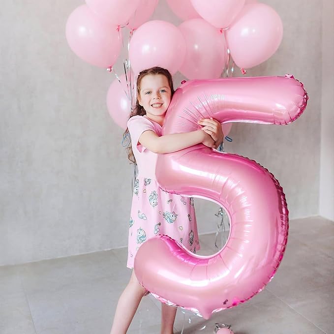 Biapian 40 Inch Pink 3 Balloon Number, Giant Light Pink 3 Foil Balloons Set, Pastel Pink Digital 3 Balloons Helium 3rd Birthday Balloons for Girls Women Princess 3 Year Old Birthday Party Decorations