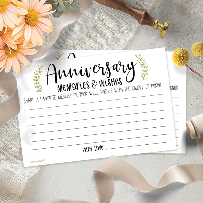 m&h invites Laurel Anniversary Memories and Wishes Cards (50 Count)