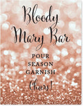 Andaz Press Wedding Party Signs, Glitzy Rose Gold Glitter, 8.5x11-inch, Bloody Mary Bar, Pour Season Garnish Cheers!, 1-Pack, Bokeh Colored Party Supplies