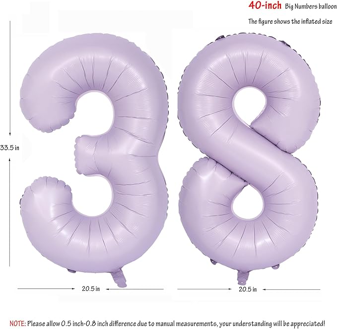 40 In Matte Purple Number Balloons Helium Foil Mylar Balloon Birthday Party banquet Decoration Digital 38