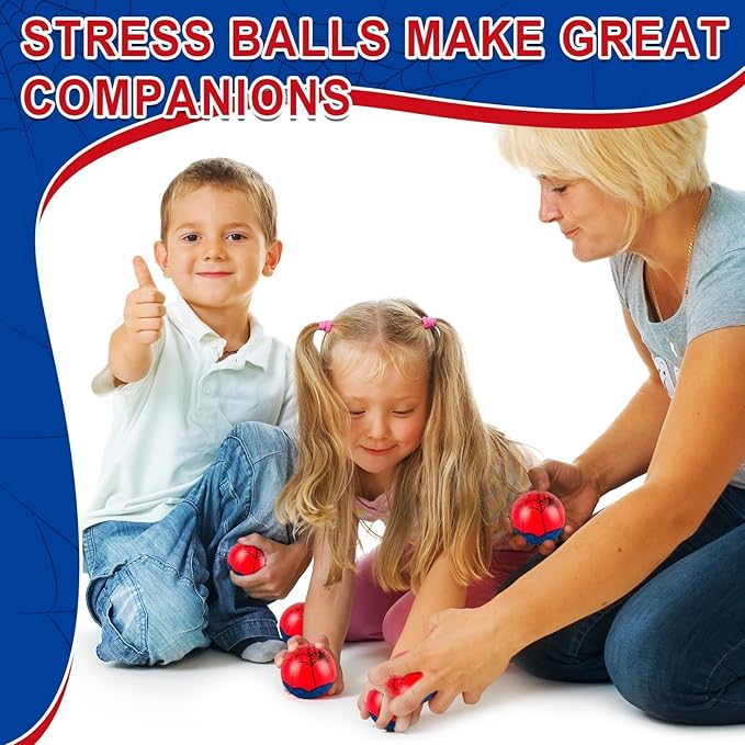 6 PCS Spider Stress Balls for Kids Party Favors, 2.48 Inch Anxiety Relief Fidget Sensory Toys, Spider Theme Squeeze Toys Bulk for Birthday Goodie Bags, Carnival Gifts & Classroom Prizes