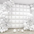 36pcs White Square Foil Balloons Wall Backdrop with 79pcs Balloon Garland Arch Kit, Double Sided Balloons Set for Birthday Bridal Shower Anniversary New Year Valentine's Day Party Decorations