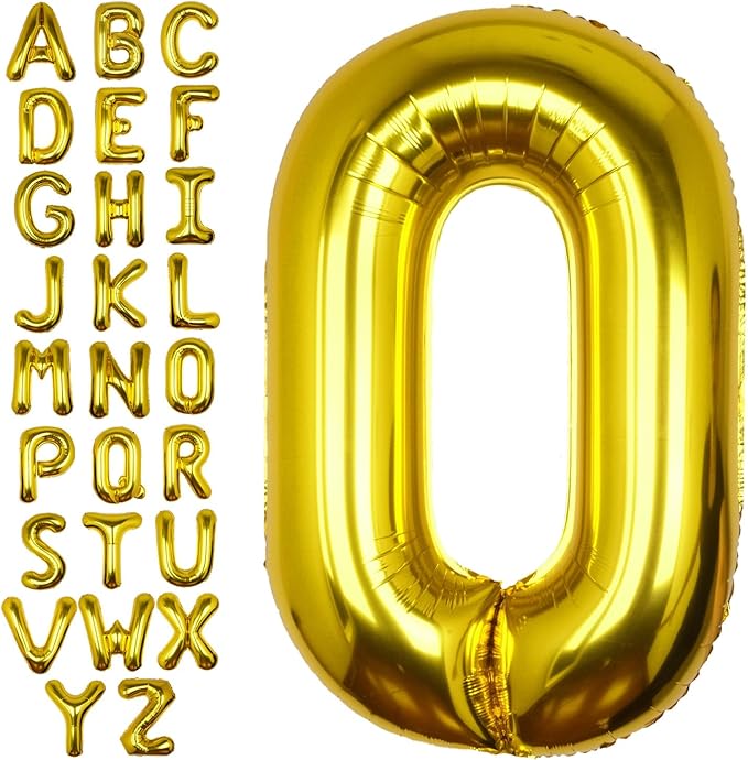 40Inch Gold Letter O Balloon Foil Helium Letter Balloons A-Z Giant Large Mylar Big Party Balloon for Birthday Party Decorations