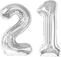 40 Inch Silver Number 21 Digital Balloon,Jumbo Mylar Foil Helium Balloon for 21 Balloons for Birthday Party,Wedding Anniversary Party Decorations