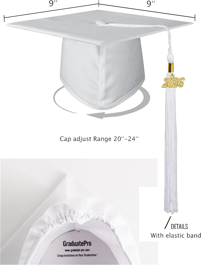 GraduatePro Matte Graduation Cap and Gown Class of 2026 Set Bulk with Tassel for High School & College 12 Colors