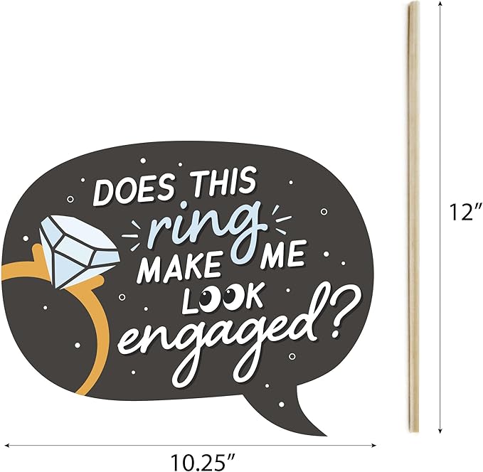 Big Dot of Happiness Engagement Photo Booth Props Kit - 20-Piece Props Set, Premium Party Photography Accessories, Celebration Decorations, DIY Assembly with Sticks and Adhesives - Black and White