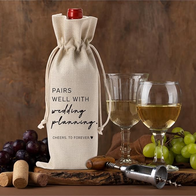 Engaged Engagement Bridal Shower Gifts for Couples Women Wedding Planning Wine Bag Engagement Party Decorations for Bride Pairs Well With Wedding Planning Wine Accessory Sets