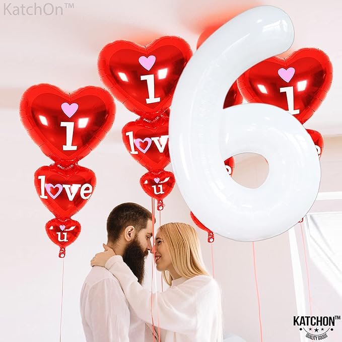 KatchOn, Giant White Number 6 Balloon - 40 Inch | 6th Birthday balloon for 6th Birthday Decorations | Six balloon Number | 6 Year Old Balloons for 6 Year Decorations