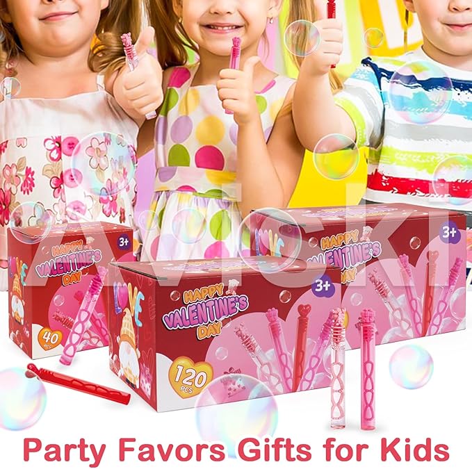 80PCS Valentines Day Bubble Wands, Mini Bubble Wands for Valentines Day Party Favors, Valentines Gift Toys for Girls Boys Kids Toddler Adults, Party Bag Stuffers Goodie Bag Filler, Classroom Prizes