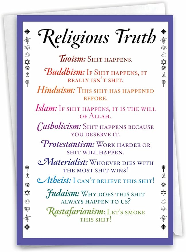 NobleWorks - 1 Funny Happy Birthday Card w/Envelope For Men, Women - Colorful Humor Card, Greeting Note - Religious Truth 0757