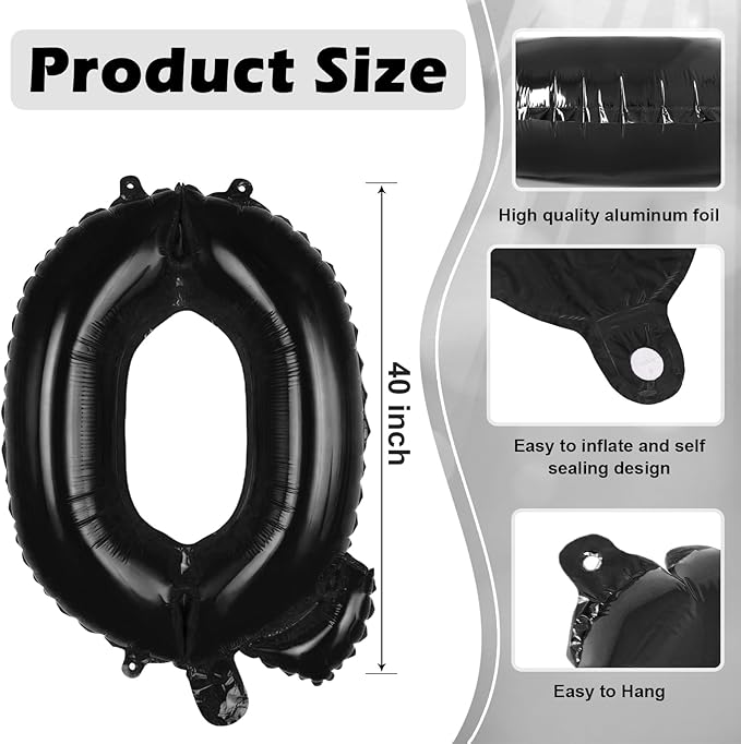 Black Letter Q Balloons, 40 Inch Large Foil Letter Balloons, Custom Phrase Balloon for Birthday Party Wedding Anniversary Decoration (Black Q)