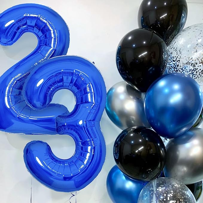 Number Balloons Navy Blue Balloons - Giant Number 10 Balloon, 10 20 30 40 50 Numbers Balloon Birthday Decorations, Blue Party Supplies for Boy Men
