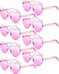 Frienda 8 Pairs Heart Shaped Sunglasses for Women Rimless Heart Glasses Candy Color Sunglasses for Party Favor