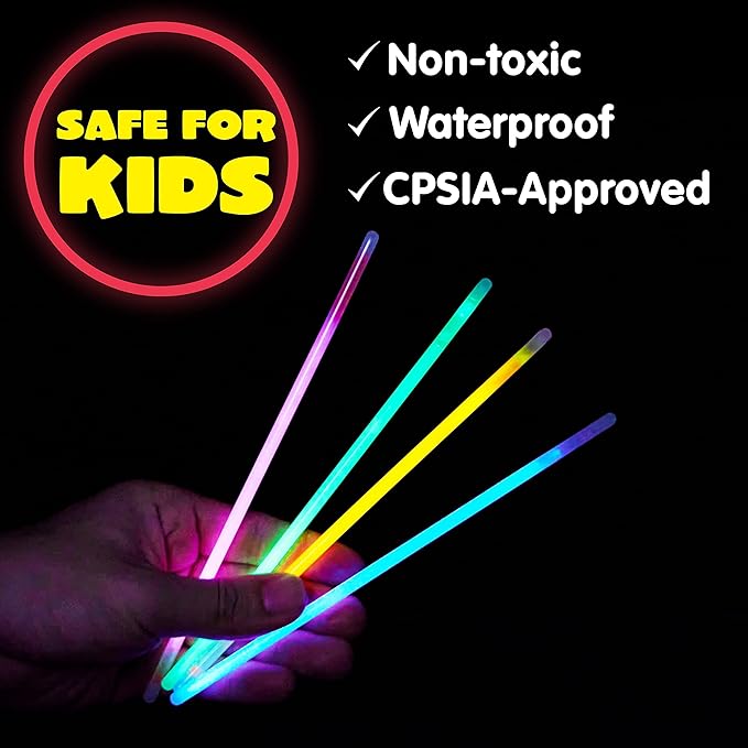 JOYIN 800 Pcs 8" Glow sticks Bulk Party Favors Pack, Neon Glow in the Dark Party Supplies, Light Up Necklaces and Bracelets with Connectors, Easter, Football, Birthday Decorations