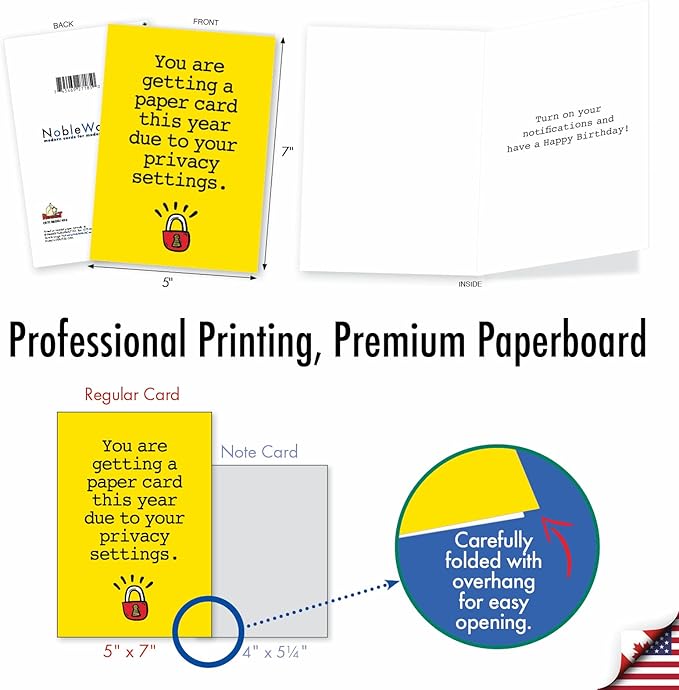 NobleWorks Humorous Birthday Greeting Card with 5 x 7 Inch Envelope (1 Card) BdayPrivacy Settings C8218BDG