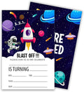 Outer Space Birthday Party Invitations, Planets Rocket Ship Astronaut Invitation Cards with Envelopes, Fits for Boys Girls Teen, Set of 20 Double Sided Printed & Fill In Blank-4 x 6, Party Supplies